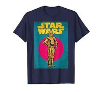 Star Wars C-3PO Vintage Trading Card Graphic Camiseta Camiseta, Hombre, Azul Marino, XXL