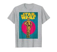 Star Wars C-3PO Vintage Trading Card Graphic Camiseta Camiseta, Hombre, Gris Jaspeado, L