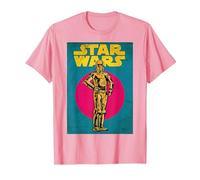Star Wars C-3PO Vintage Trading Card Graphic Camiseta Camiseta, Hombre, Rosado, XXL