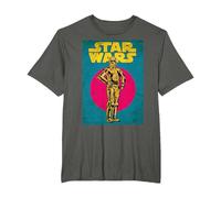Star Wars C-3PO Vintage Trading Card Graphic Camiseta Camiseta, Hombre Tallas Grandes, Asfalto, 6X Alto