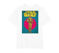 Star Wars C-3PO Vintage Trading Card Graphic Camiseta Camiseta, Hombre Tallas Grandes, Blanco, 4X Alto