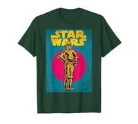 Star Wars C-3PO Vintage Trading Card Graphic Camiseta Camiseta, Hombre, Verde Bosque, 3XL