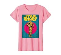 Star Wars C-3PO Vintage Trading Card Graphic Camiseta Camiseta, Mujer, Rosado, XS