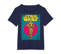 Star Wars C-3PO Vintage Trading Card Graphic Camiseta Camiseta, Mujer Tallas Grandes, Azul Marino, 3XL Grande