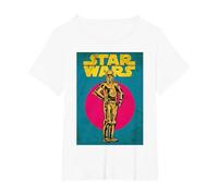 Star Wars C-3PO Vintage Trading Card Graphic Camiseta Camiseta, Mujer Tallas Grandes, Blanco, 1XL Grande