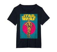 Star Wars C-3PO Vintage Trading Card Graphic Camiseta Camiseta, Mujer Tallas Grandes, Negro, 1XL Grande