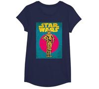 Star Wars C-3PO Vintage Trading Card Graphic Camiseta Camiseta, Niñas, Azul Marino, S