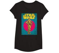 Star Wars C-3PO Vintage Trading Card Graphic Camiseta Camiseta, Niñas, Negro, S