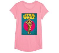 Star Wars C-3PO Vintage Trading Card Graphic Camiseta Camiseta, Niñas, Rosado, XS