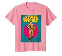 Star Wars C-3PO Vintage Trading Card Graphic Camiseta Camiseta, Niños, Rosado, 10 años