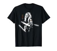 Star Wars Camiseta Ahsoka Tano Tres Rostros de la Fuerza Disney+ Unisex Adulto Negro Talla S Manga Larga V-Neck Clásico Ligero Encaje Clásico Manga de Doble Puntada y Bastilla Baja
