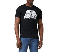 Star Wars Camiseta con Logo Retro Hombre, Negra (Negra y Negra), Talla S UK