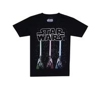 Star Wars Camiseta con sables de luz para niños, Negra (Negra y Negra), para niños de 7 a 8 años, Reino Unido