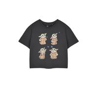 Star Wars Camiseta de Manga Corta para Mujer Negra con Estampado de Grogu | Camiseta Adorable de Maestro Jedi | Regalo para Fans de la Ciencia ficción