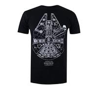 Star Wars Camiseta Millenium Lines Hombre, Cuello Redondo y Manga Corta, Talla XXL, Color Negro