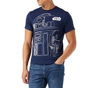 Star Wars Camiseta R2D2 Outline Hombre, Azul (Azul Marino), Talla XL UK