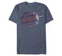 STAR WARS Camiseta Rebel Flyby para Hombre, Azul Marino Htr, L