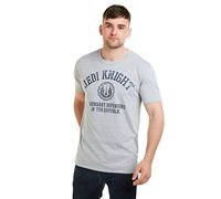 Star Wars Camiseta universitaria del Caballero Jedi para Hombre, Gris Jaspeado, Talla pequeña
