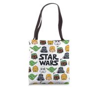 Star Wars Character Sketch Luke Yoda C-3PO Boba Fett White Tote Bag