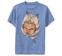 STAR WARS Clone Wars Ahsoka Face Boy's Performance Tee, Royal Blue Heather, Large