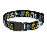Star Wars - Collar de perro con clip de plástico, liberación rápida, fácil de ajustar, cascos Mandalorian, de 20 a 31 pulgadas, 1.5 pulgadas de ancho