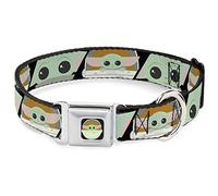 Star Wars - Collar para Mascotas, Collar de Perro, Hebilla de cinturón de Seguridad de Metal, Bloques faciales Chibi de Star Wars The Child Negro, 20 a 31 Pulgadas, 1.5 Pulgadas de Ancho