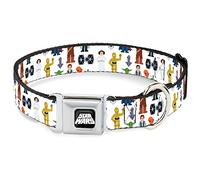 Star Wars - Collar para Mascotas, Collar de Perro, Hebilla de cinturón de Seguridad de Metal, Collage de Personajes e Iconos clásicos de Star Wars, Blanco, 13 a 17 Pulgadas, 1.5 Pulgadas de Ancho