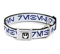 Star Wars - Collar para mascotas, collar de perro, hebilla de cinturón de seguridad de metal, Star Wars Aurebesh Rebel blanco azul, 13 a 17 pulgadas, 1.5 pulgadas de ancho