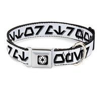 Star Wars - Collar para mascotas, collar de perro, hebilla de cinturón de seguridad de metal, Star Wars Aurebesh Stormtrooper blanco, gris y negro, 11 a 16.5 pulgadas, 1.0 pulgadas de ancho