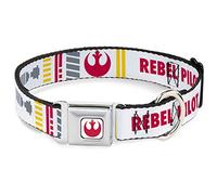 Star Wars Collar para mascotas, collar de perro, hebilla de cinturón de seguridad de metal, Star Wars Rebel Pilot Rebel Alliance Insignia X Wing Fighter, 13 a 17 pulgadas 1.5 pulgadas de ancho