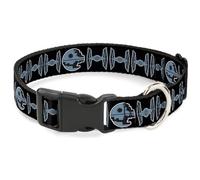 Star Wars - Collar para mascotas, collar para perro, hebilla de plástico, estrella de la muerte de Star Wars y luchadores TIE Fighters negro gris, 8.5 a 12 pulgadas, 0.5 pulgadas de ancho