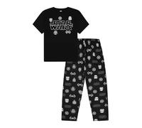 Star Wars - conjunto de pijama para hombre largo negro de noche y para dormir, Negro, XXL