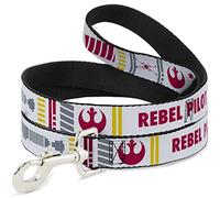 Star Wars - Correa para Mascotas, Correa para Perro, piloto rebelde de Star Wars Rebel Alliance Insignia X Wing Fighter, 6 pies de Largo 0.5 Pulgadas de Ancho