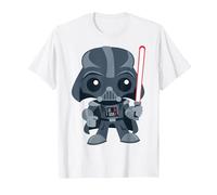 Star Wars Cute Darth Vader and Cartoon Saber Camiseta, Hombre, Blanco, XL