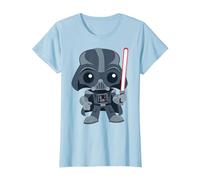 Star Wars Cute Darth Vader and Cartoon Saber Camiseta, Mujer, Azul Bebé, S