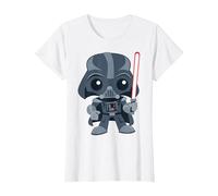 Star Wars Cute Darth Vader and Cartoon Saber Camiseta, Mujer, Blanco, 3XL