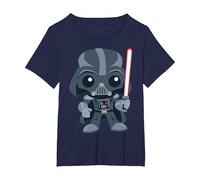 Star Wars Cute Darth Vader and Cartoon Saber Camiseta, Mujer Tallas Grandes, Azul Marino, 4XL Grande
