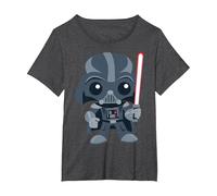 Star Wars Cute Darth Vader and Cartoon Saber Camiseta, Mujer Tallas Grandes, Jaspeado Oscuro, 2XL Grande