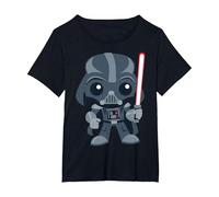 Star Wars Cute Darth Vader and Cartoon Saber Camiseta, Mujer Tallas Grandes, Negro, 5XL Grande