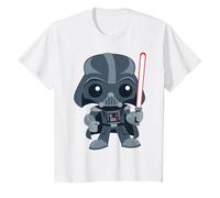 Star Wars Cute Darth Vader and Cartoon Saber Camiseta, Niños, Blanco, 4 años