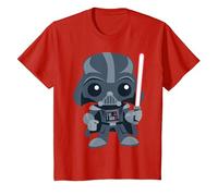 Star Wars Cute Darth Vader and Cartoon Saber Camiseta, Niños, Rojo, 2 años