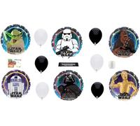 Star Wars decoraciones de fiesta con cinco globos de Star Wars de 45,7 cm con cinta impresa de feliz cumpleaños