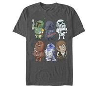 Star Wars Doodles Graphic Camiseta, Gris Oscuro Jaspeado, XXXXL para Hombre
