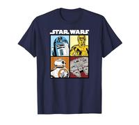 Star Wars Droids and Ships White Camiseta, Hombre, Azul Marino, M