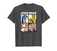 Star Wars Droids and Ships White Camiseta, Hombre, Jaspeado Oscuro, 4XL