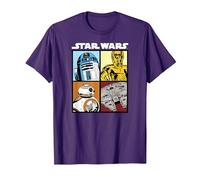 Star Wars Droids and Ships White Camiseta, Hombre, Morado, L