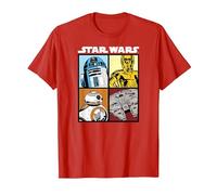 Star Wars Droids and Ships White Camiseta, Hombre, Rojo, XXL