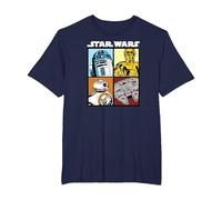 Star Wars Droids and Ships White Camiseta, Hombre Tallas Grandes, Azul Marino, 5X Alto