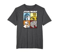 Star Wars Droids and Ships White Camiseta, Hombre Tallas Grandes, Jaspeado Oscuro, 4X Alto