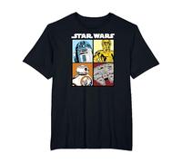 Star Wars Droids and Ships White Camiseta, Hombre Tallas Grandes, Negro, 2X Alto